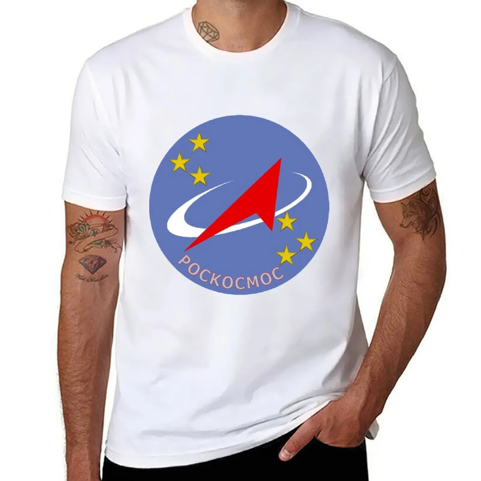 

Roscosmos Flight Suit Patch T-Shirt man t shirt heavy cotton funny t shirts cotton T-Shirt
