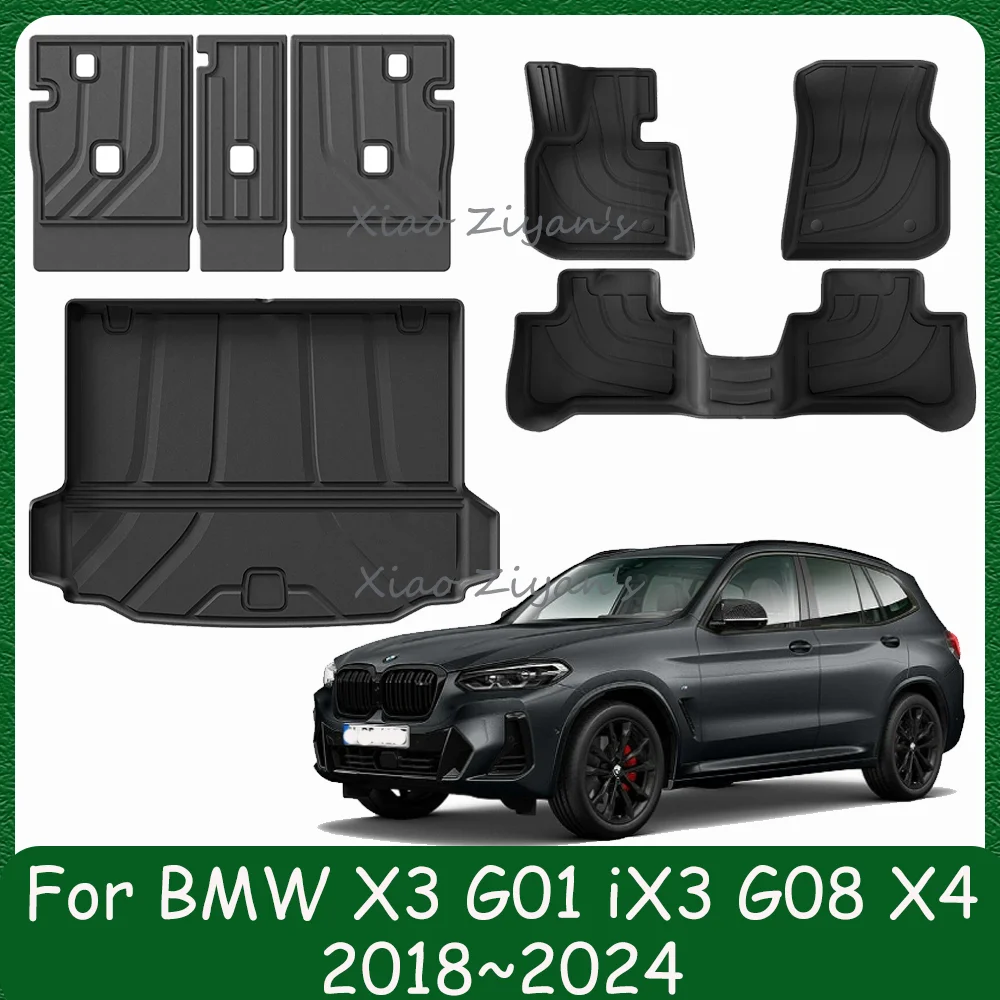 

For BMW X3 G01 iX3 G08 X4 2018~2024 2022 2023 Car TPE Floor Mats Trunk Mats Backrest Mats Scratch-resistant Interior Accessories