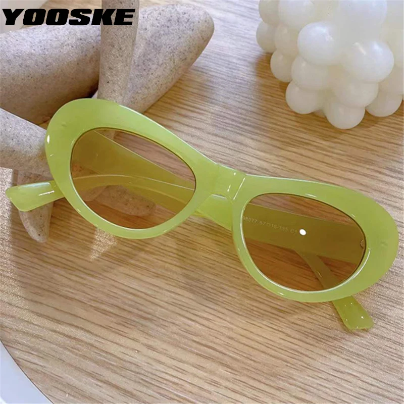 YOOSKE Vintage Cat Eye Sunglasses Women Men 2022 Fashion Oval Sun Glasses Ladies Gradient Shades Eyewear Beach Goggles Unisex