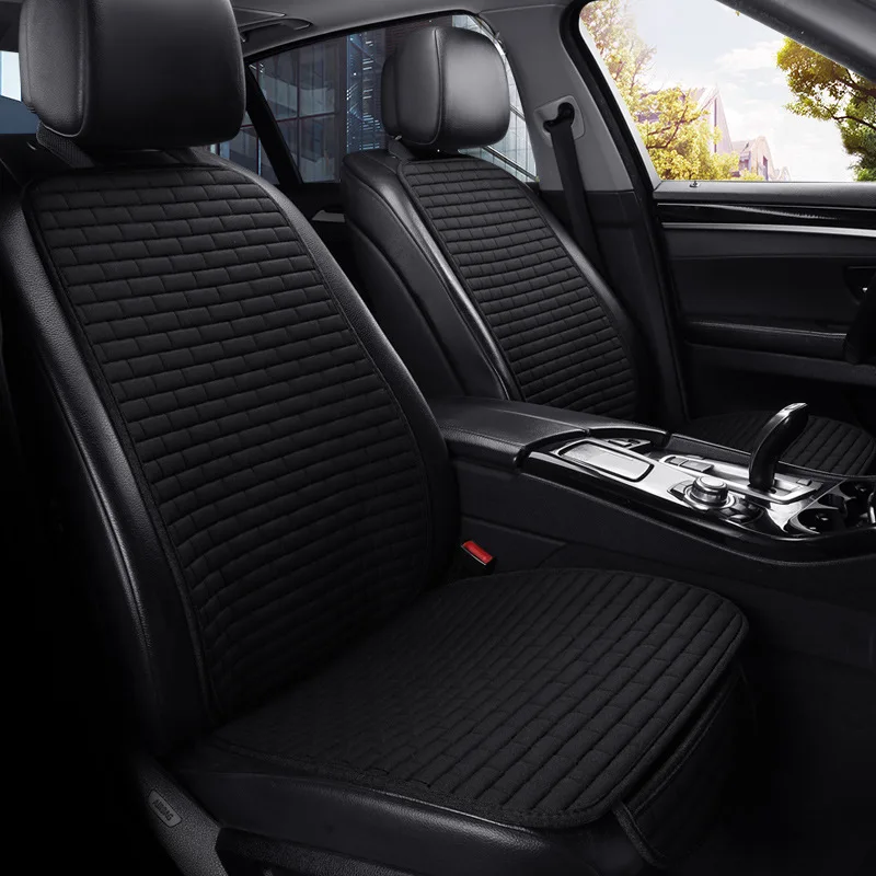 Universal Flax Car Seat Cover Breathable Linen Fabric Front Rear Seat Cushion Protector Auto Interior Men Car Accessories