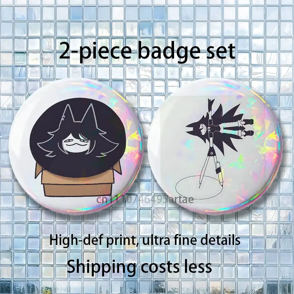 Fundamental Paper Education Brooches for Backpack Accessories 25,32,44,58,75mm Round Enamel Pins 2-piece set Cartoon Anime Badge
