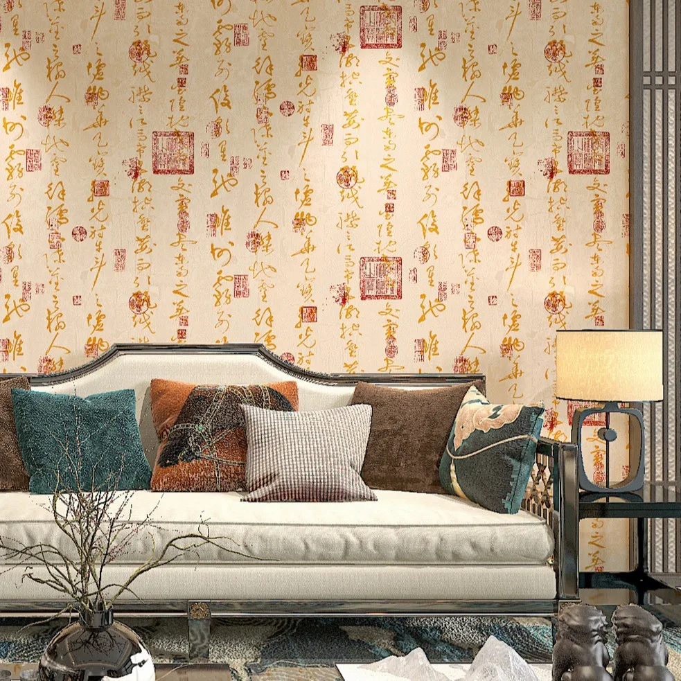 

Обои с китайской классической каллиграфией и живописью в китайском стиле для декора чайной комнаты, ресторана, фоновое оформление помещения