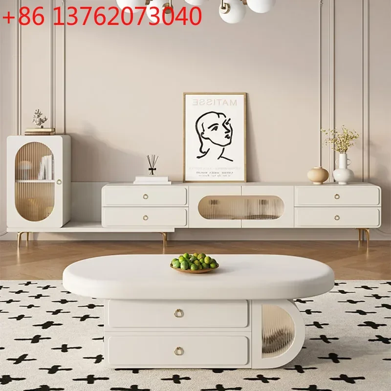 

Французский кремовый овальный журнальный столик: дизайнерская роскошная мебель для небольших помещений, современный минималистичный вирусный тренд для дома, центральный столик для гостиной