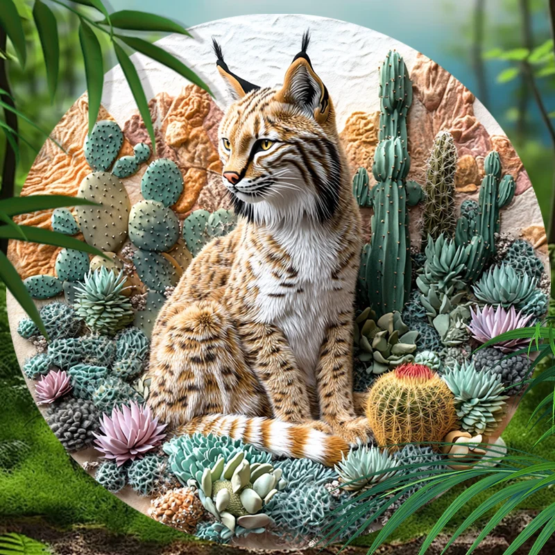 

Desert Cat Customized Pet Memorial - Premium Quality Circular Aluminum Decorative Painting, Waterproof Pet Souvenir Tombstone