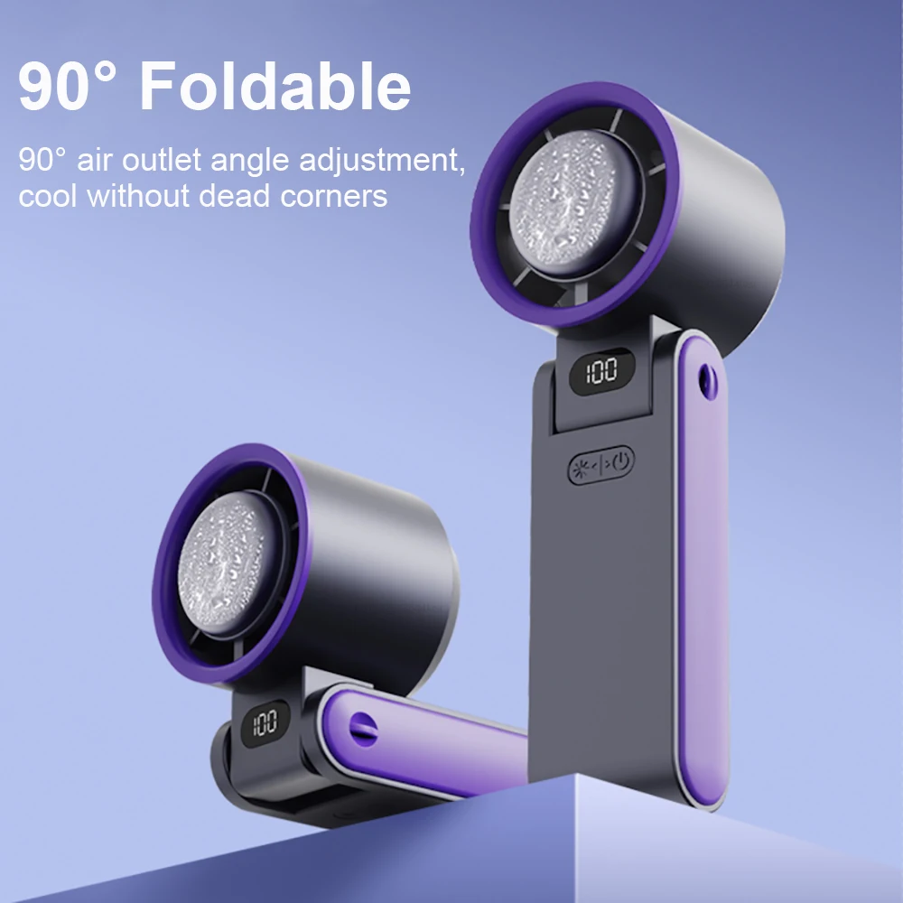 

Portable Handheld Fan Foldable Mini USB Fan Rechargeable 100 Gear High Speed Ice Cooling Fan for Camping OutdoorHanging Neck Fan