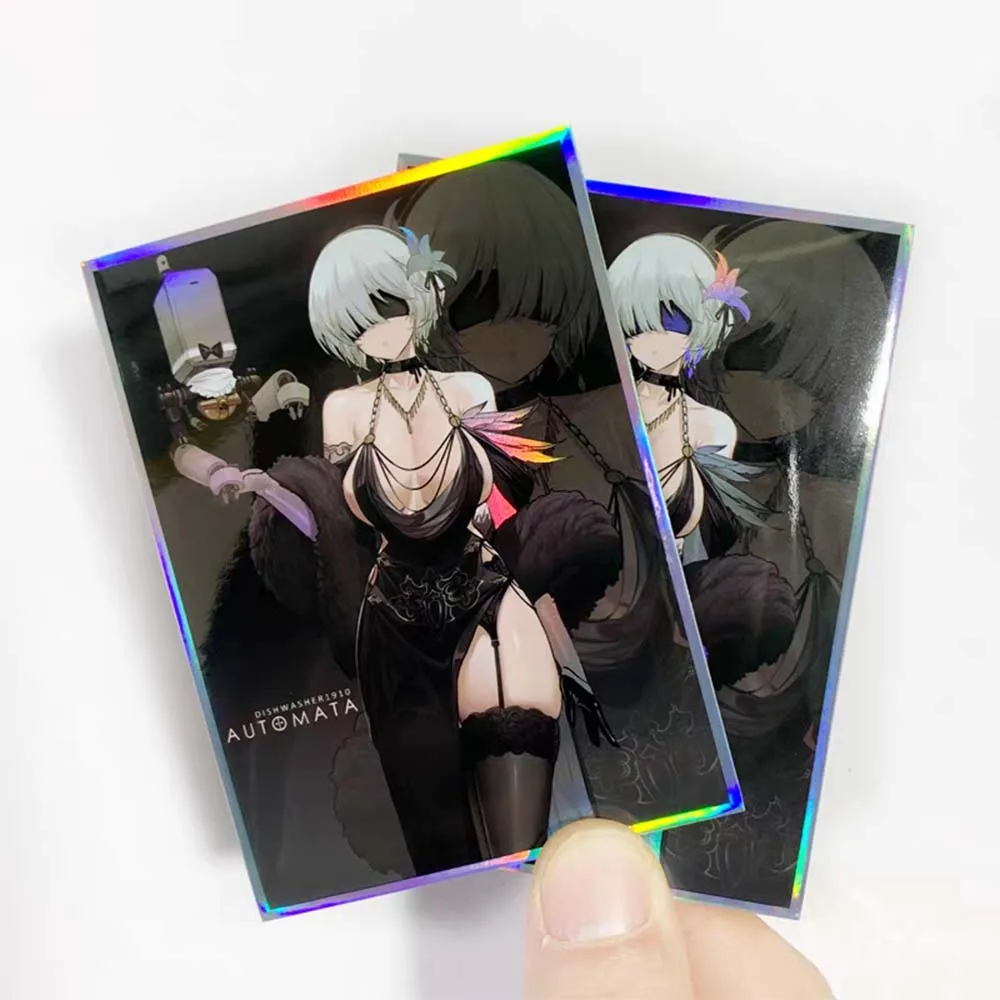 67X92mm Anime Zwarte Jurk Neil Holografische Kaarthoezen Kaartbeschermer Gebruikt voor MGT/WS Standaardformaat Ruilkaarten 60 STKS