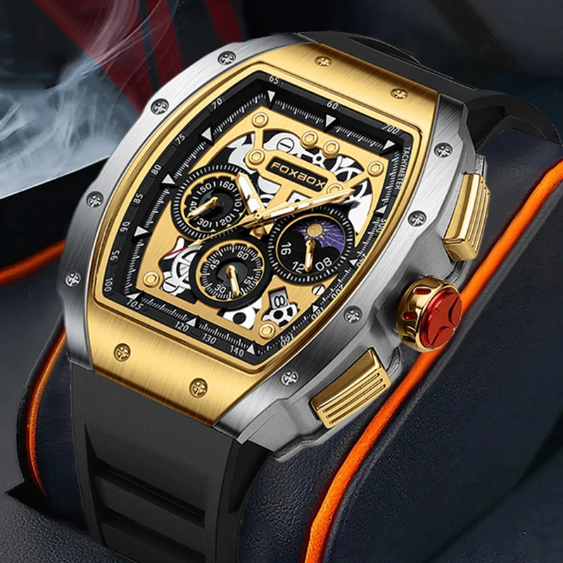 FOXBOX Creative Watches For Men Top Brand Luxury Military Men's Quartz Wristwatch Fashion Sports Waterproof Date Chronograph
