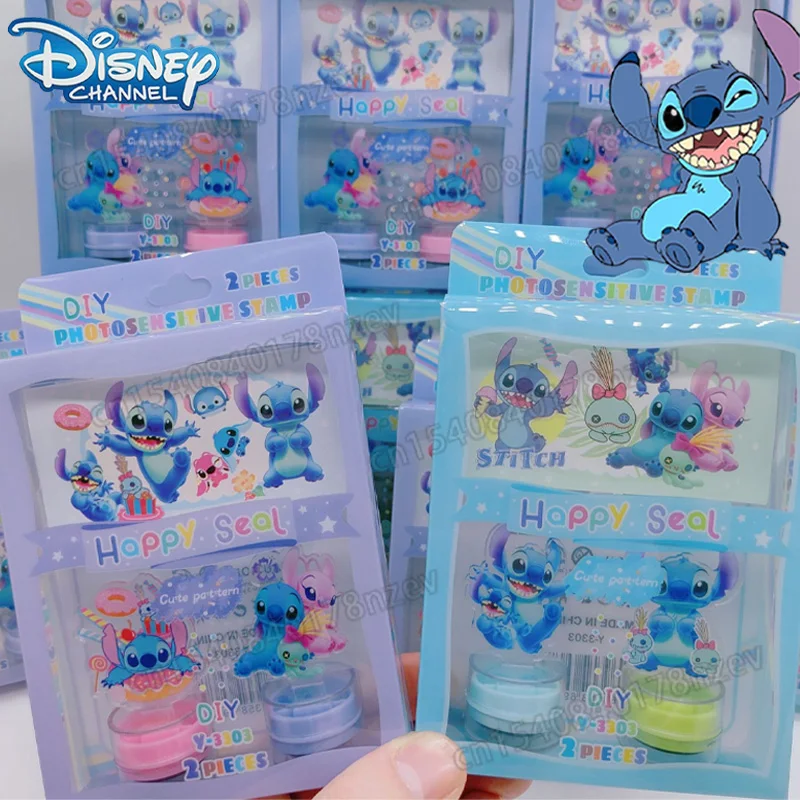 

2pcs Disney Photosensitive Stamp Student School Supplies Stationery Anime Figure Stitch Moulding Signet for Kids Graffiti Prizes