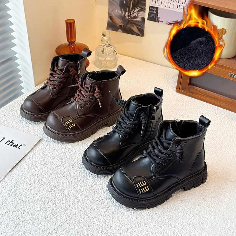 الفتيات المخملية أحذية بوت قصيرة الخريف/الشتاء 2025 مجموعة جديدة أحذية قطنية للأطفال الفتيات الجانب سستة أحذية متعددة الاستخدامات