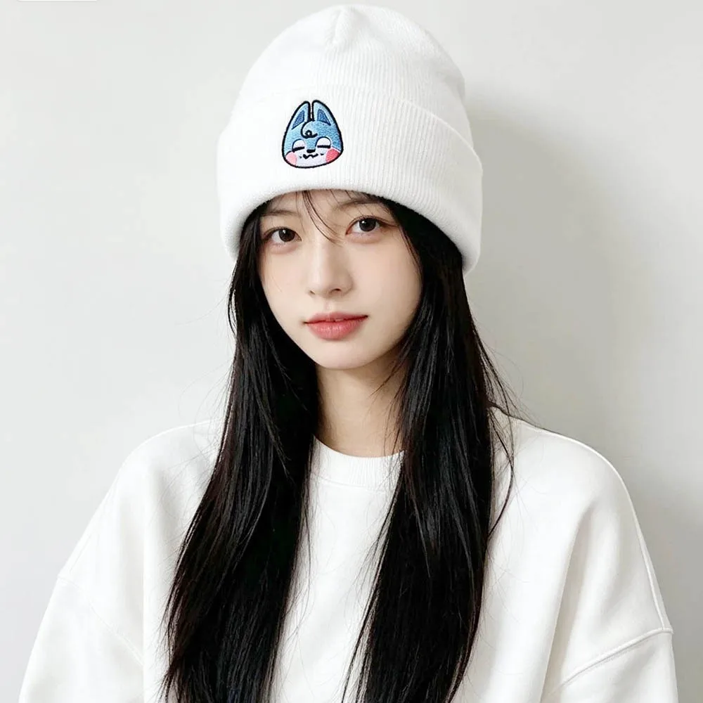 Super cute cartoon women's winter warm hat anime solid color fun knitted hat suitable for both men and women