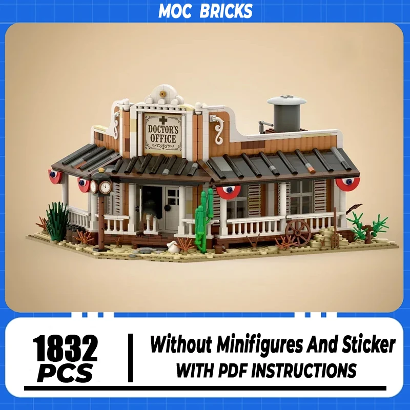 

Moc Building Bricks Doctor's Office - Wild West Model Technology Modular Block City Street View Toy DIY Assembly Christmas Gift