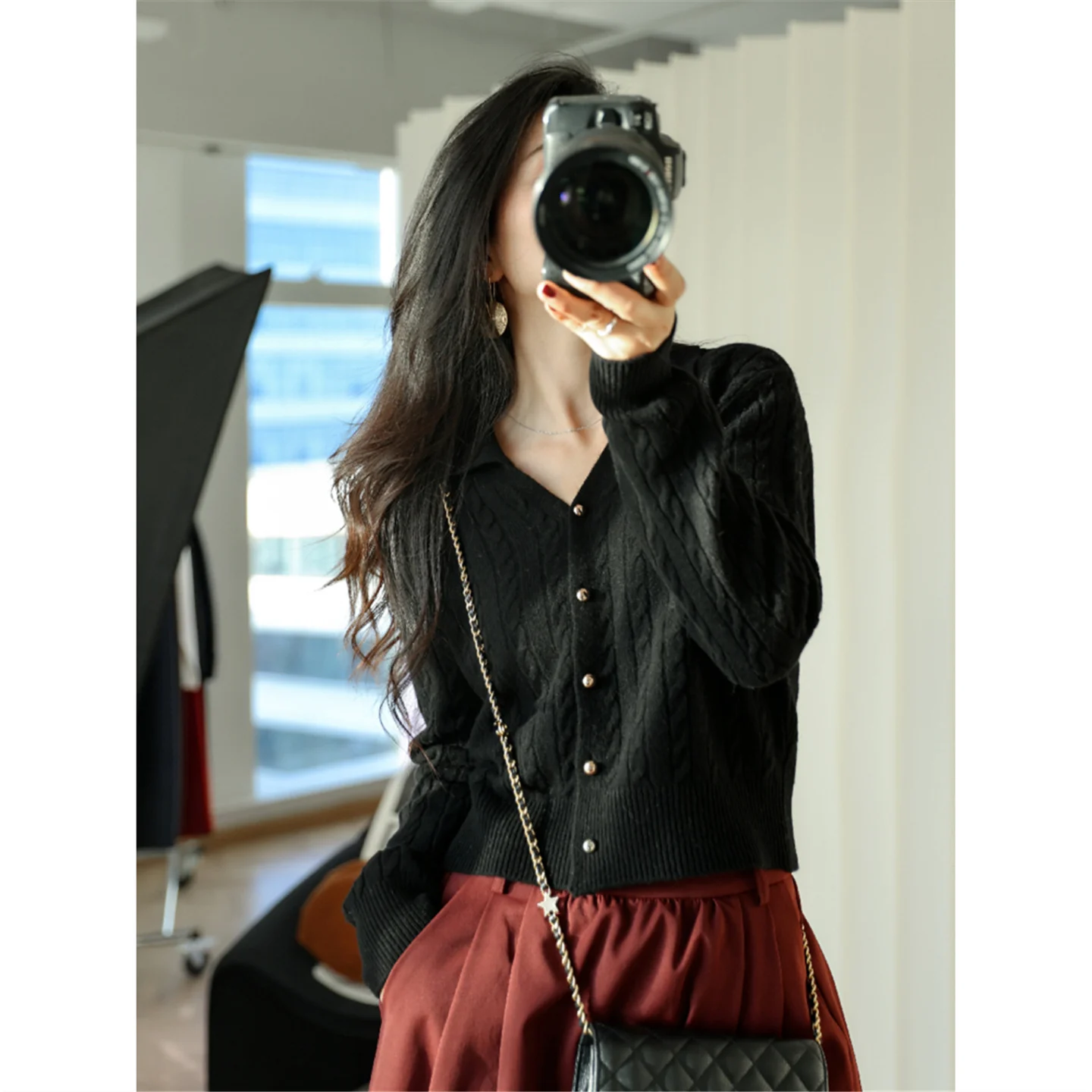 

Cardigans Normal Sweaters Womens Summer Half-Zipper Knitwears Chunky Minimalist Cute Bow Polka-Dot Fitted Button-Decorated Daily