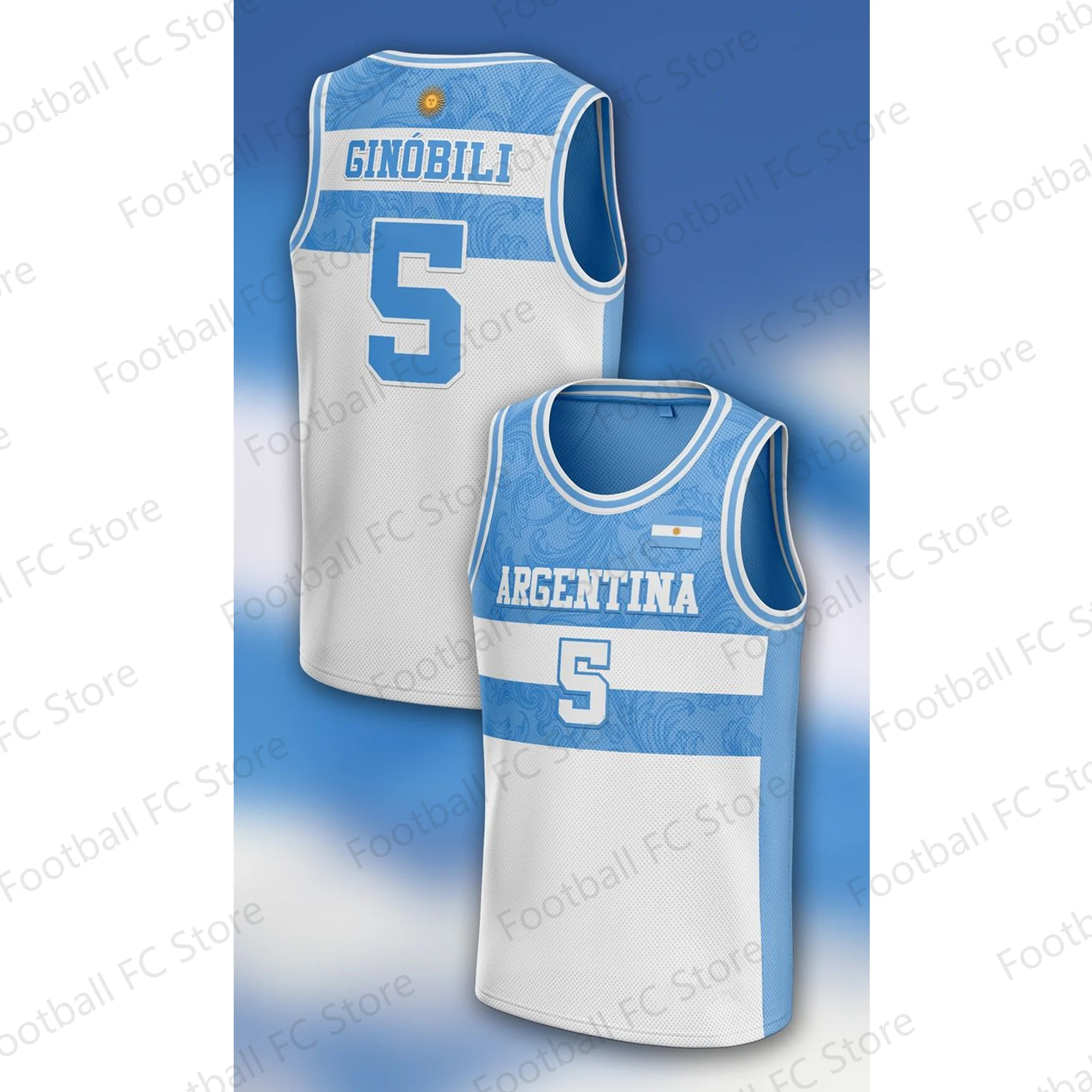 2024 Argentina GINOBILI Basketball Jersey  Vest Fans Kit Special Edition Jersey Training Basketball Jersey Kid Workout vest