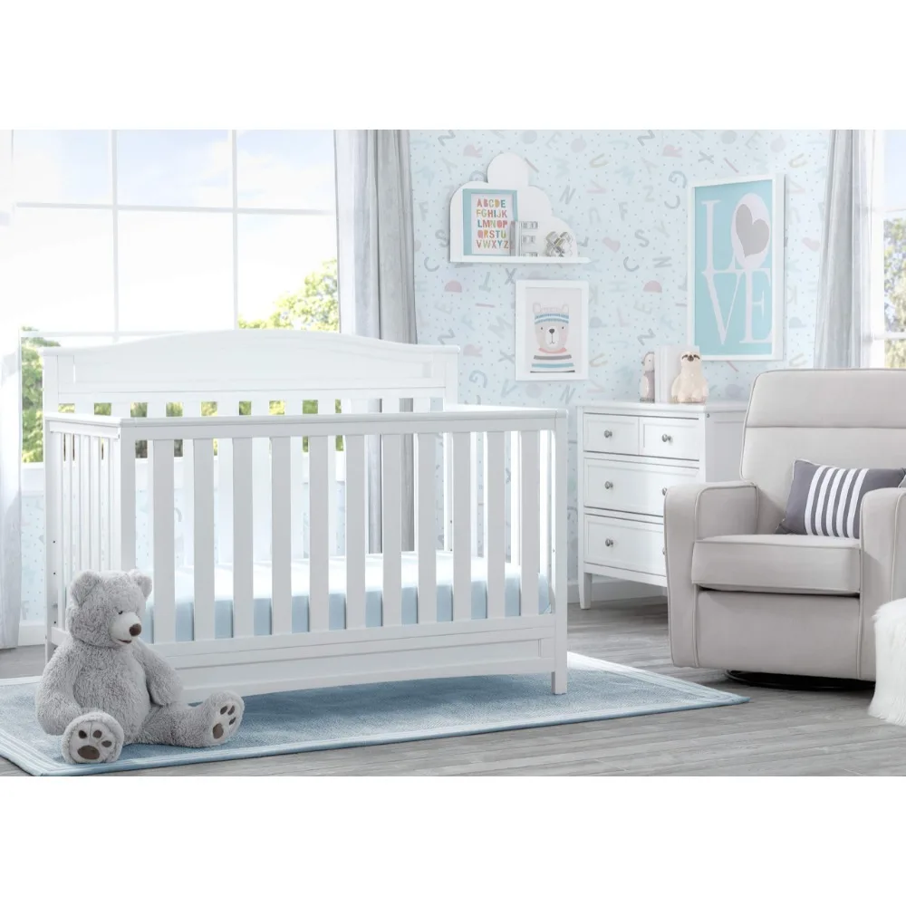 2023 New 4-in-1 Convertible Crib,  Dual Sided Recycled Fiber Core Crib and Toddler Mattress