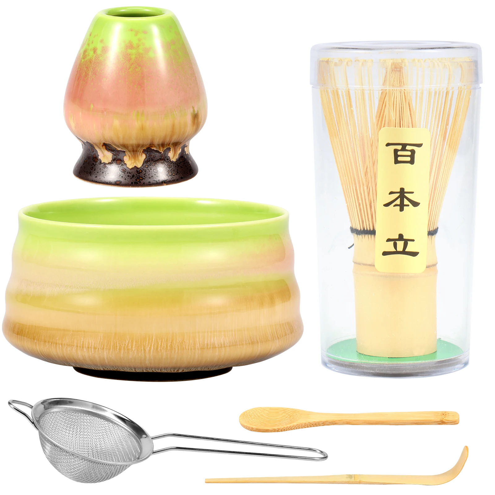 

7PCS Matcha Set Bamboo Whisk Teaspoon Ceramic Bowl Tranditional Tea Sets Home Tea-making Tools Accessories Matcha Whisk Set