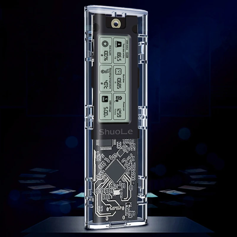 10Gbps M.2 NVME/NGFF Type-C SSD Adapter With LED Intelligent Digital Health Detection USB Dual Protocol Solid State Drive Case