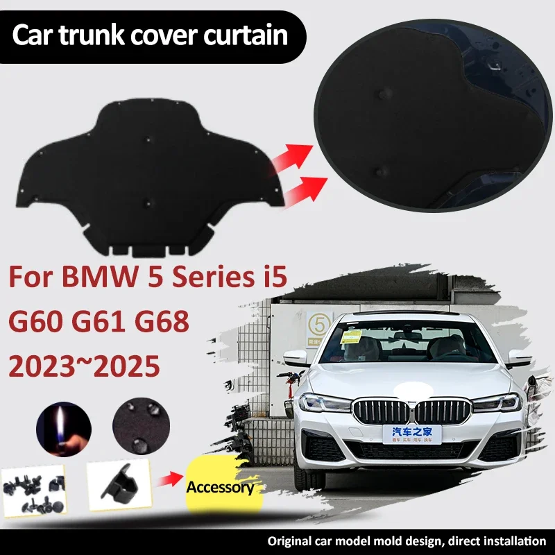 For BMW 5 Series i5 G60 G61 G68 2023 2024 2025 Hood Car Engine Sound Insulation Pad Cotton Accessories Soundproof Cover Thermal