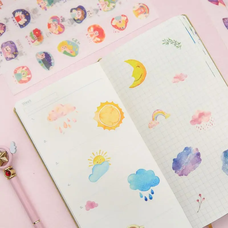 6 Sheet Cute Personality Creative Cartoon Small Fresh Transparent Stickers Student Diary Diy Scrapbook Kawaii Gift Stationery