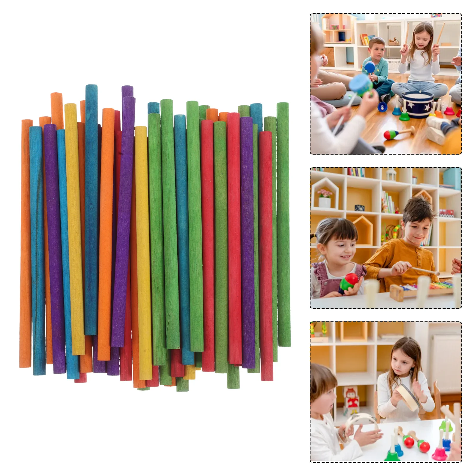

50Pcs Colored Rhythm Sticks Hardwood Musical Instruments Ideal Small Hands Kindergarten Home School Activities Enhance