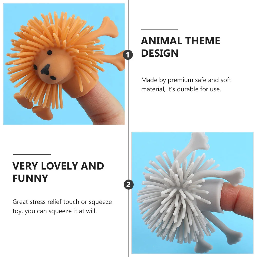 8 PCS Finger Hairy Toys Puffer Sensory Flashing Infant Balls Kids Children's Animal Puppets