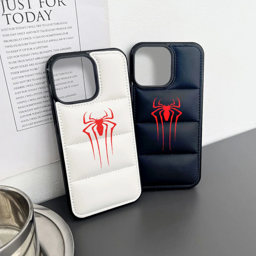 Red Spider Puffer Phone Case Man Black and White 3D Shockproof Phone Cover for Iphone 15 14 13 12 11 Pro Max Case Gifts for Sons