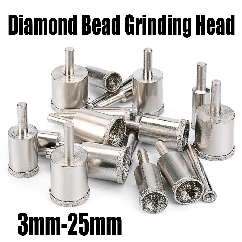 1PCS 3-25mm Diamond Bead Grinding Head Ball-shaped Polishing Wheel Concave Grinding Head For Stone Jade Amber Abrasive Tool