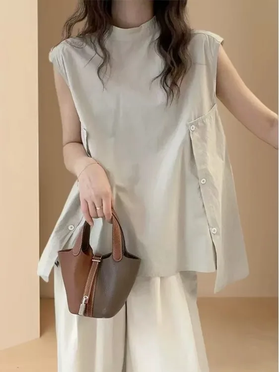 

Summer 2025 Women's Loose Cotton Linen Svel irt Sweet Doll Sle Breathable Original Design Casual Faion Top