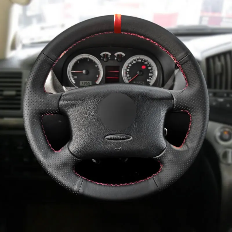 For VW Golf 4 MK4 1998-2004 For Passat B5 1996-2005 4-spoke Hand Stitched Car Accessories Steering Wheel Cover Leather Trim