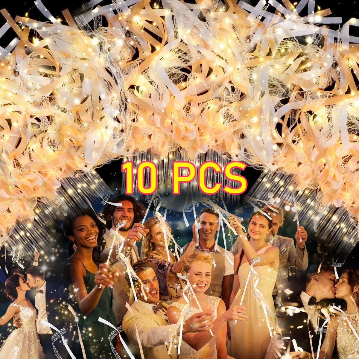 

LED Luminous Fairy Wand Luminous Ribbons, Suitable for Wedding, Carnival, Concert, Birthday, Valentine's Day Decoration