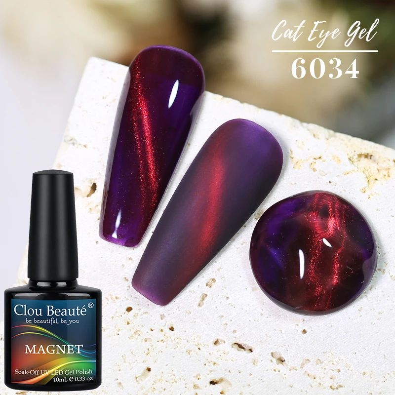 

Clou Beaute Wine Red Magnetic Nail Art UV Varnish Gel Manicure Color Gel Nail Polish Semi-Permanent Lacquer Nails Cat Eye Gel