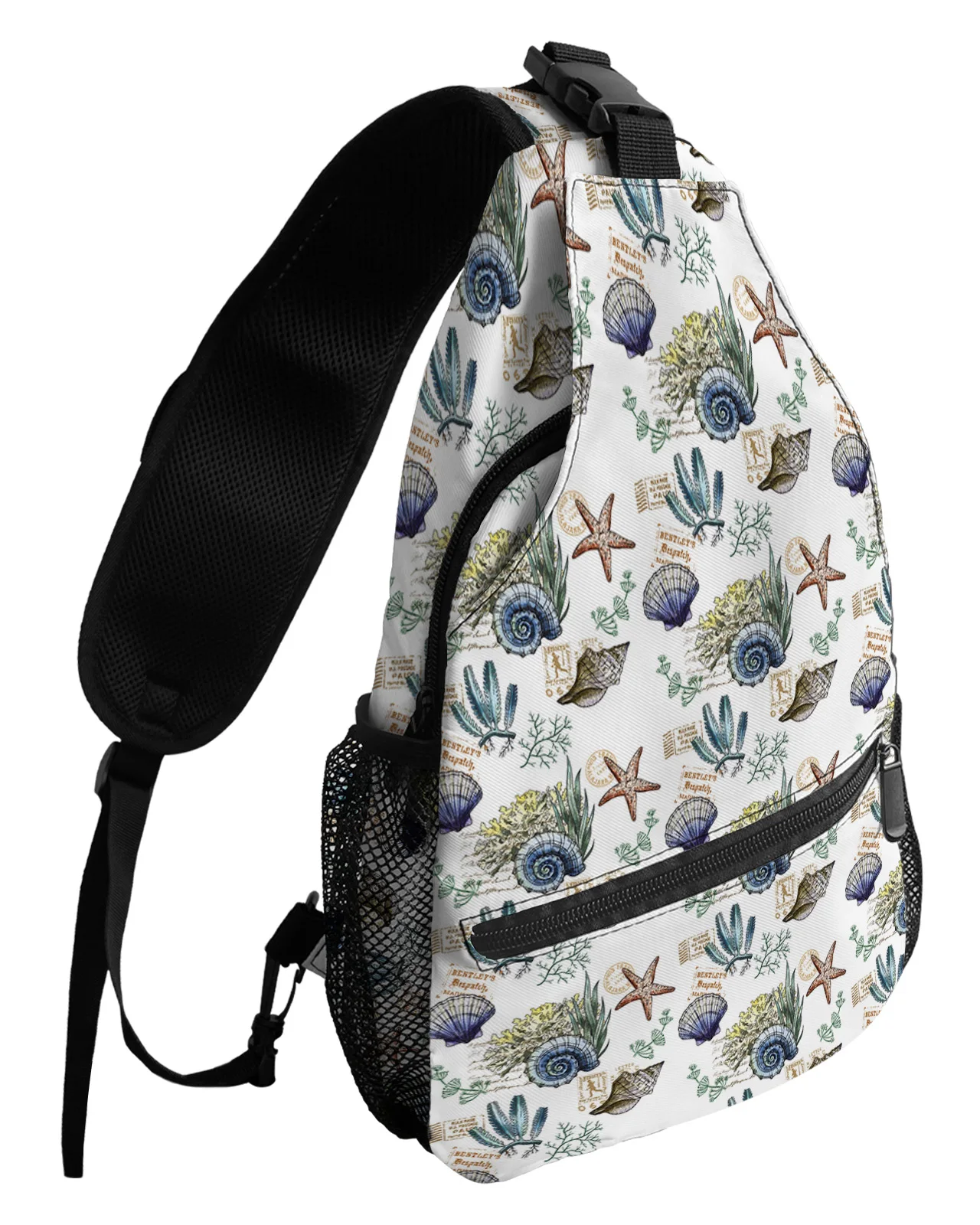 Bolsa de peito estrela concha concha para homens e mulheres, bolsa de sling impermeável, casual, viagem ao ar livre, escalada, verão