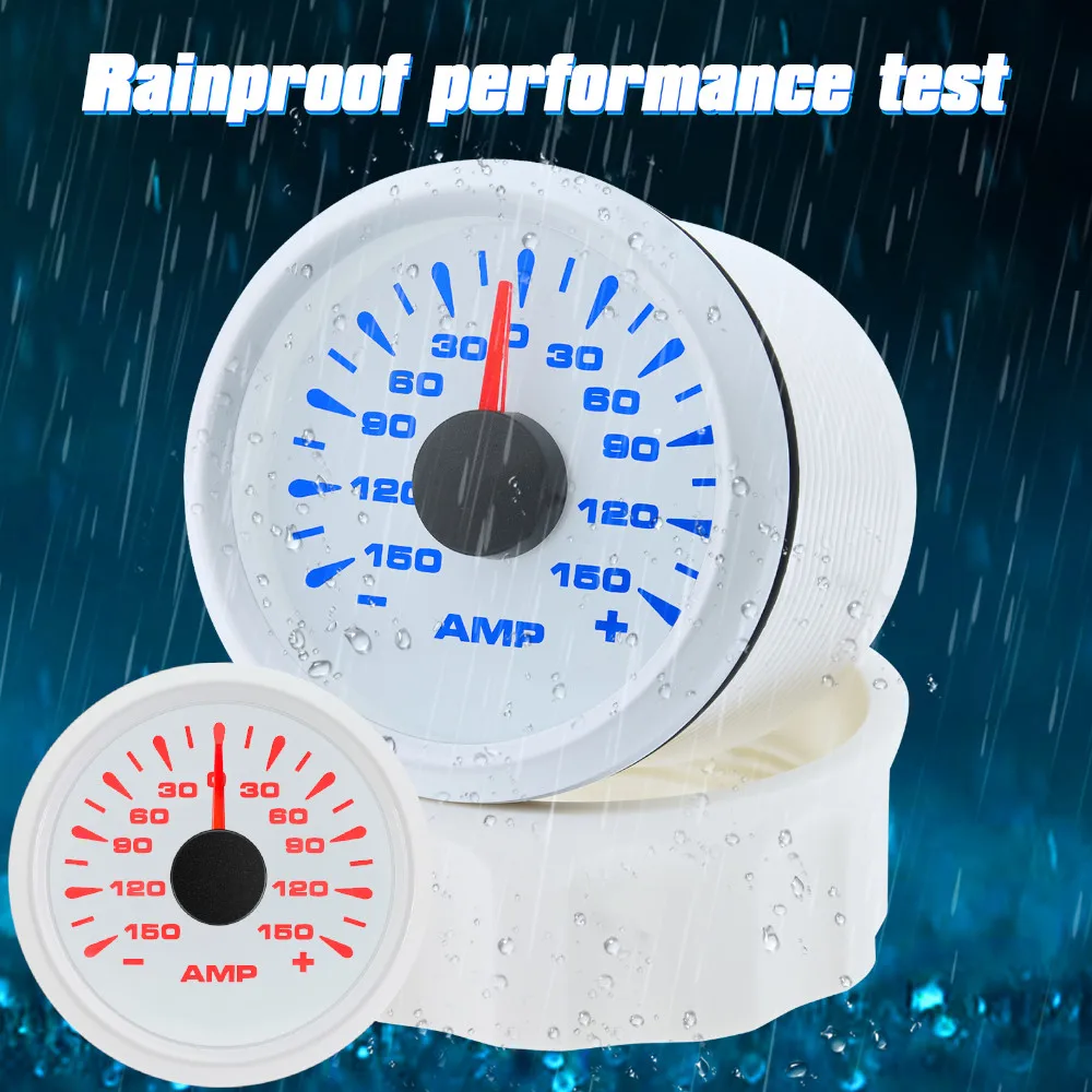 Universal 52mm Ampmeter AMP Gauge 7 Colors Backlight +/- 80A +/-150A Ampere with Current Shunt Sensor For Auto Truck Boat 9-32V