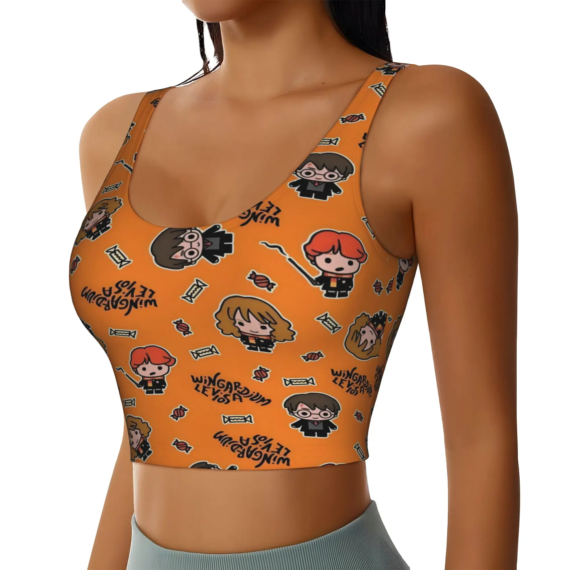 Custom H-Harryed Cartoon Workout Crop Tank Tops Women Seamless Magic School Yoga Running Sports Bras