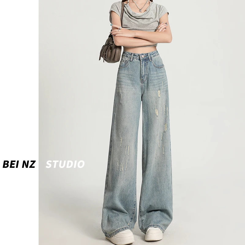 Skin Friendly Womens Straight Jeans Comfortable Leisure Baggy Denim Pants Low Rise Casual Streetwear Trendy Pocket Boyfriend