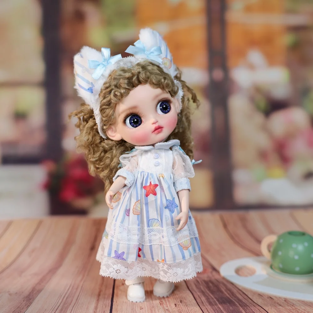 

Cloveray 12 inch New Porcelain Doll Realistic All Ceramic Doll Super Cute Big Eye Doll High-quality Handmade Original Artwork