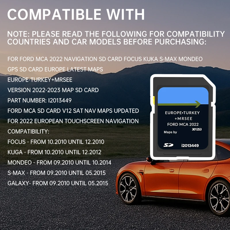 2022 بطاقة خريطة اليورو لفورد MCA الملاحة بطاقة SD التركيز كوكا S-MAX مونديو GPS بطاقة SD