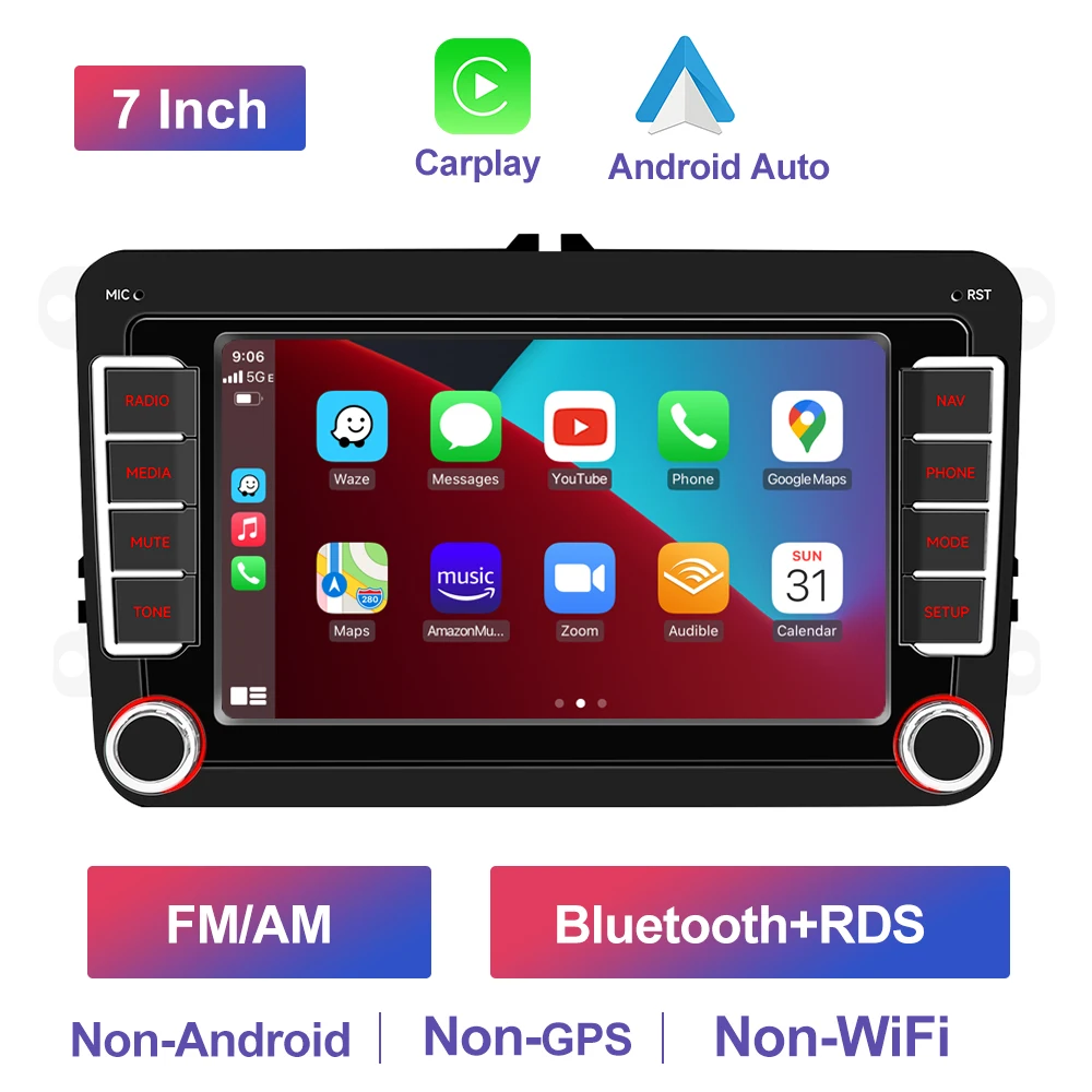 GEARELEC Android 14 Autoradio 2 DIN Carplay Voor VW Volkswagen Skoda Octavia Golf 5 6 Touran Passat B6 Polo Jetta 2Din Multimedia Speler Android Auto Stereo