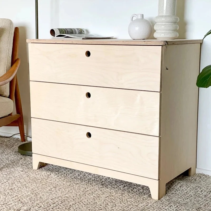 

Three-bucket cabinet, birch marine board, bucket cabinet, sorting and storage, storage cabinet, bedside cabinet