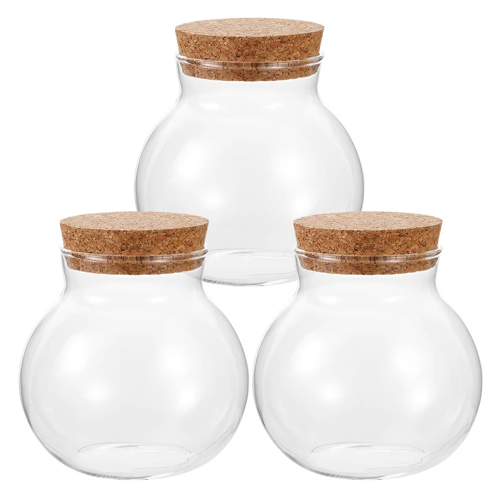 

3pcs Glass Ecological Bottle Smooth No Burrs Easy Clean Creative Design Transparent For Diy Moss Micro-Landscape Terrarium Home