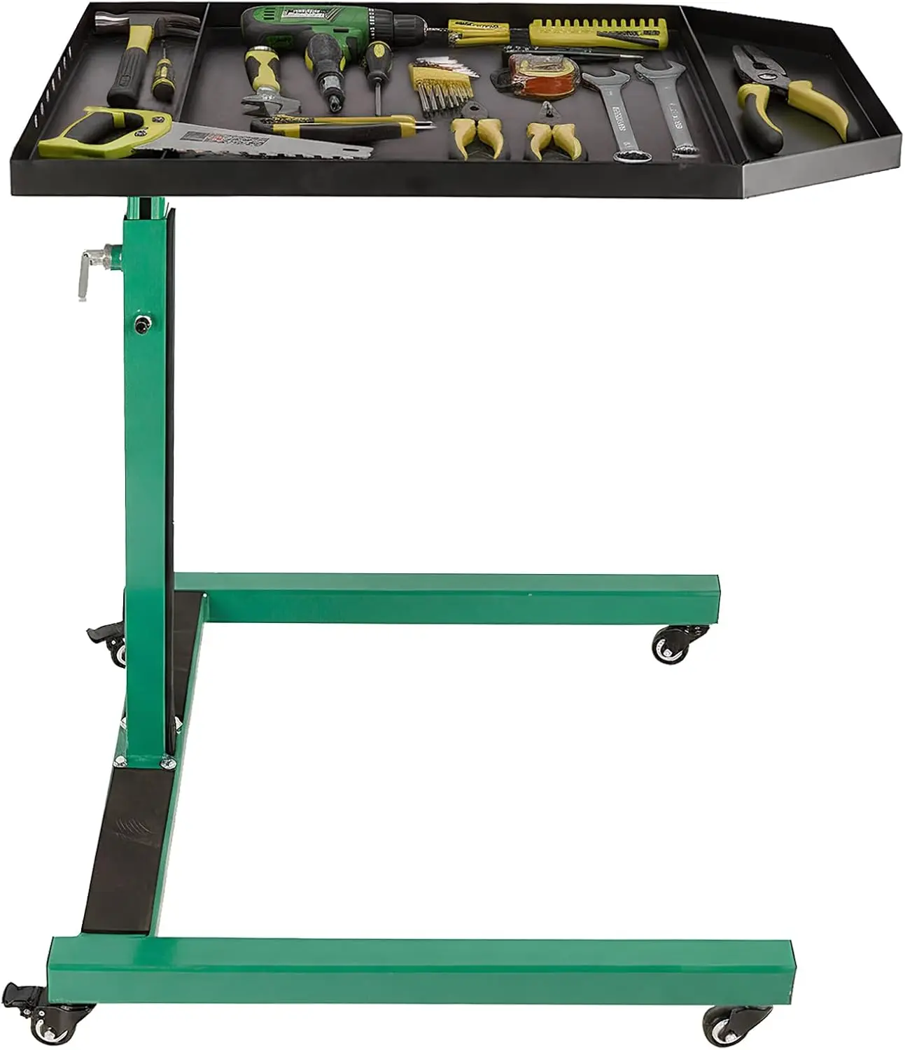Rolling Tool Cart Mobile Work Table Brake Wheels Large Work Bench Adjustable Height 15 Holes Heavy Duty Steel Frame Foldable Gar