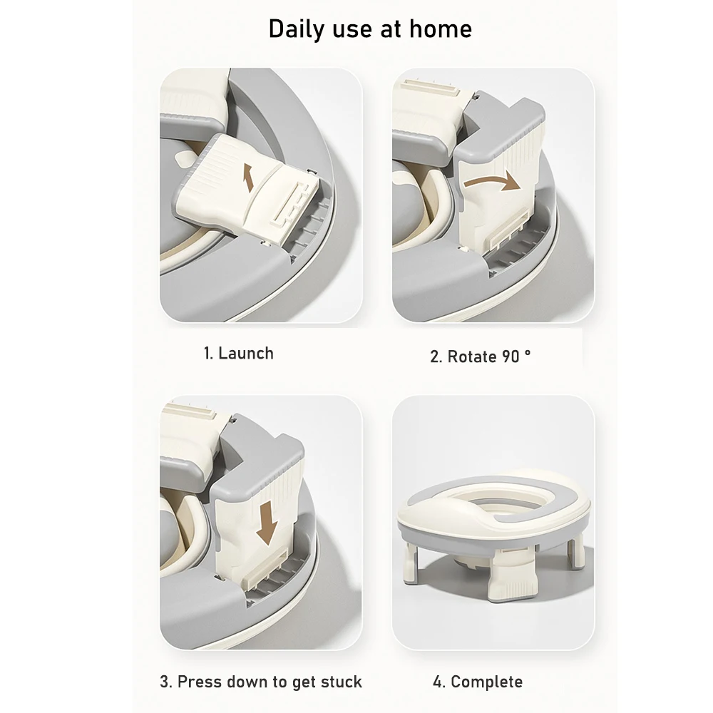 Faltbares Kinder-Töpfchen mit Taschen, Baby-Topf, 3-in-1, Reise-Toilettensitz, tragbarer Silikon-Babytöpfchen-Trainings-Toilettensitz für Kinder