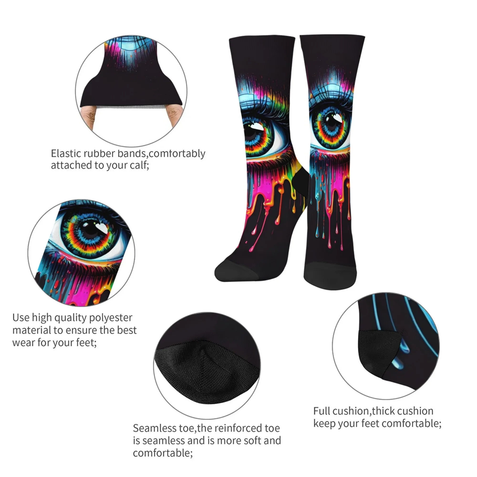 Bunte Augen Graffiti Neuheit Socken Lässige Mode Herren Socken Harajuku Retro Stil Glücklich Lustig Kompression Socken Party Geschenk