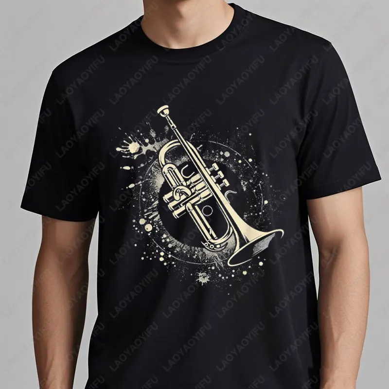 Vintage Trompete Grafik T-Shirt Retro Trend Coole Streetwear T-shirts Männer Frau Hohe Qualität Baumwolle kurzarm T-shirt Casual Tops