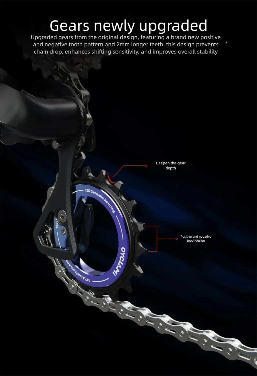 18T Hohlrad, 12-Gang-Keramiklager, hinteres Schaltwerk-Rad für Shimano R9200 R9250 R8100 R7000 Rennrad – Detail 9