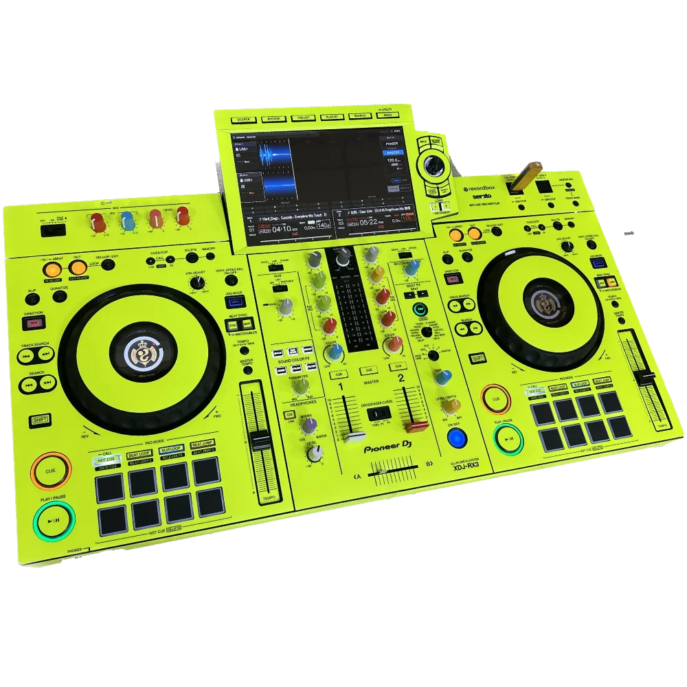 Film Xdjrx3 All-in-One Digital DJ Controller Disc Fully Surrounded by Multiple Colors membrane