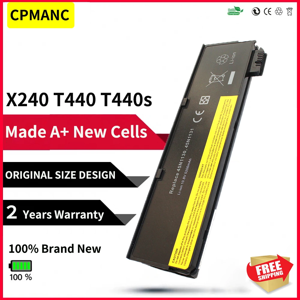 CPMANC Laptop Battery for Lenovo Thinkpad X270 X260 X240 X240S X250 T450 T470P T440S K2450 W550S 45N1136 45N1738 68+