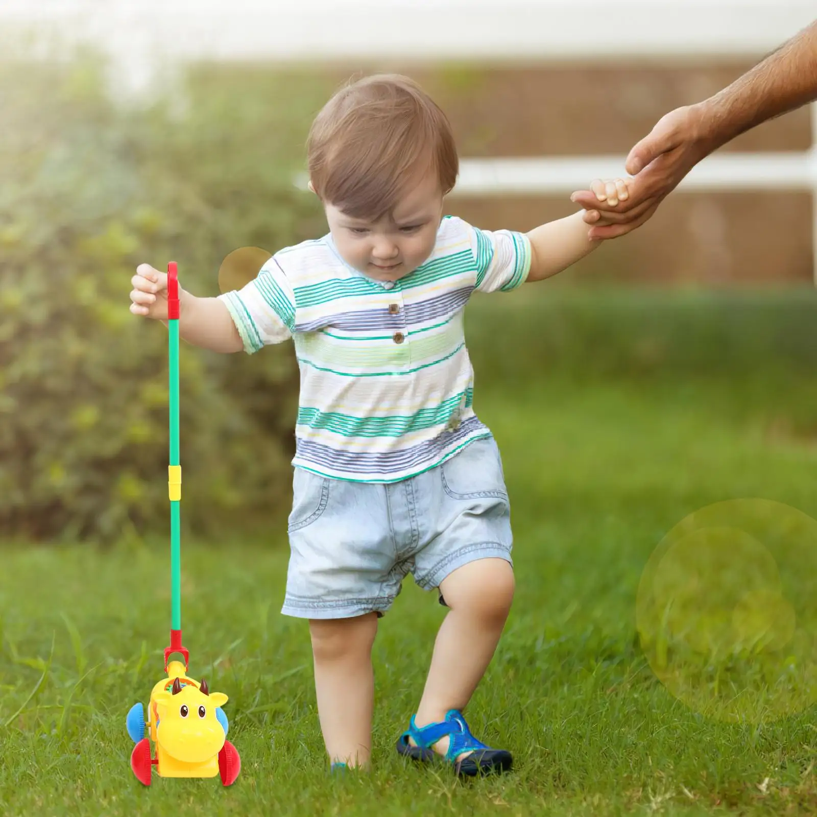 Baby Push Pull Learning Walker Toddler Toy Cart Smooth Grip Whistle Fun Hand Leg Muscles Coordination Balance Ability Toddler