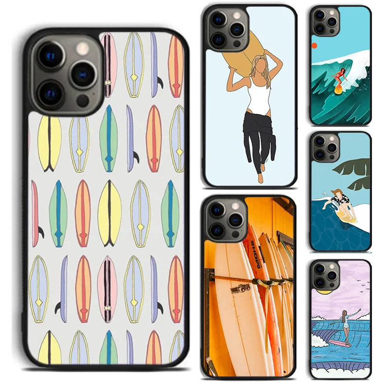 Surfinga Beach Surfboard Wave phone Case For iPhone 16 15 14 Plus XR XS apple 16 11 12 13 mini Pro Max coque