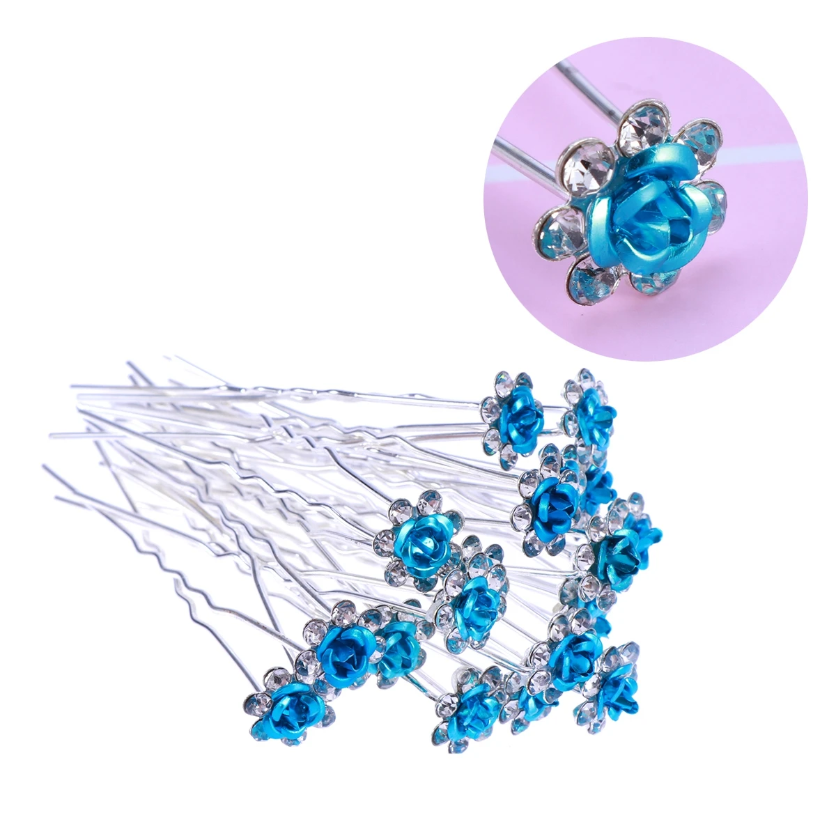 

20pcs Rhinestone Rose Hair Pins U Shaped Clips for Bridal Prom Party Wedding Accessories Pink Rosa Hochzeit Hair Care Styling
