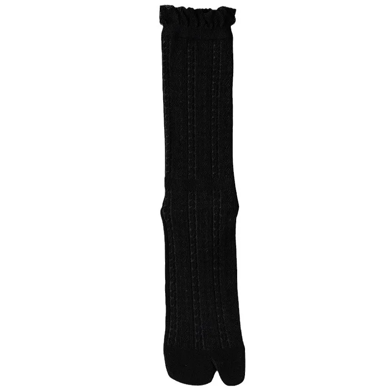 5 pares de calcetines con punta abierta de algodón para mujer, calcetines de algodón blancos sin hueso de malla de verano, calcetines transpirables de dos dedos de encaje Tabi para chica